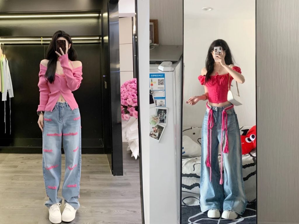 Kết hợp xanh navy cùng với màu hồng đậm