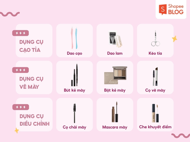 Các dụng cụ kẻ chân mày