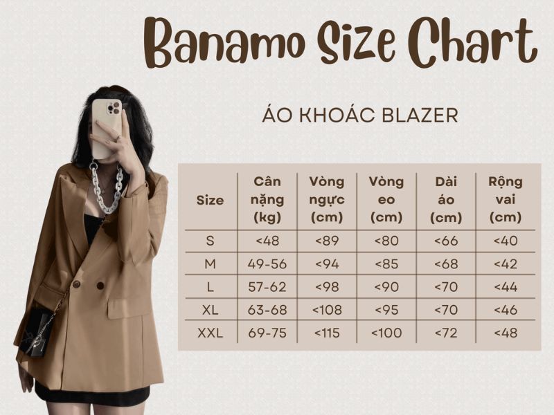 size áo khoác nữ