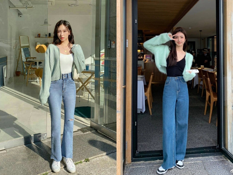 Áo xanh ngọc có thể phối cùng quần jean 