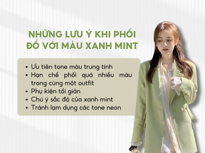 Một số lưu ý khi phối đồ với màu xanh mint 
