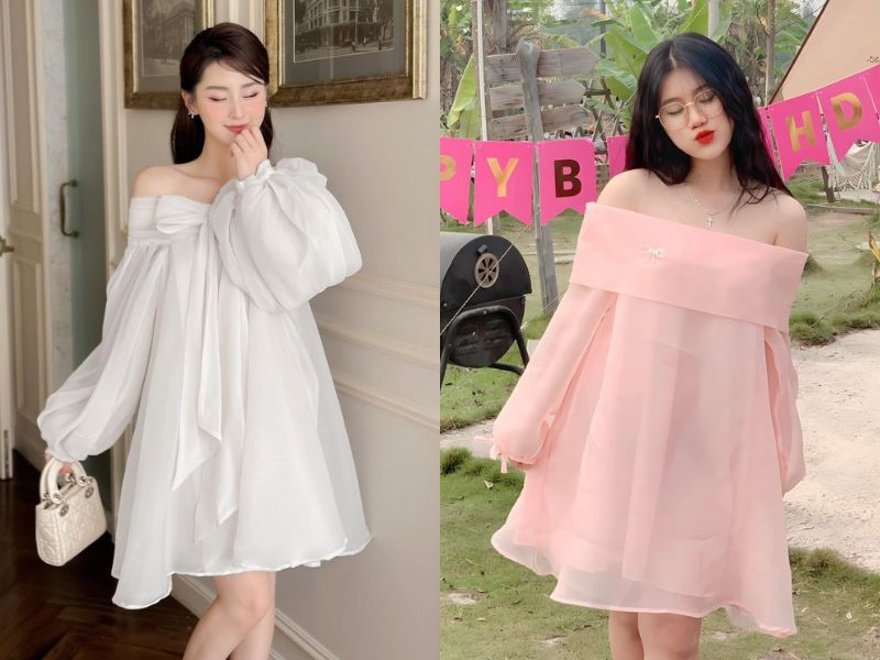 Váy babydoll trễ vai