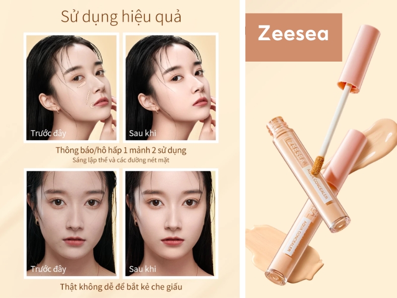 Trước và sau khi dùng Zeesea Aqua Concealer