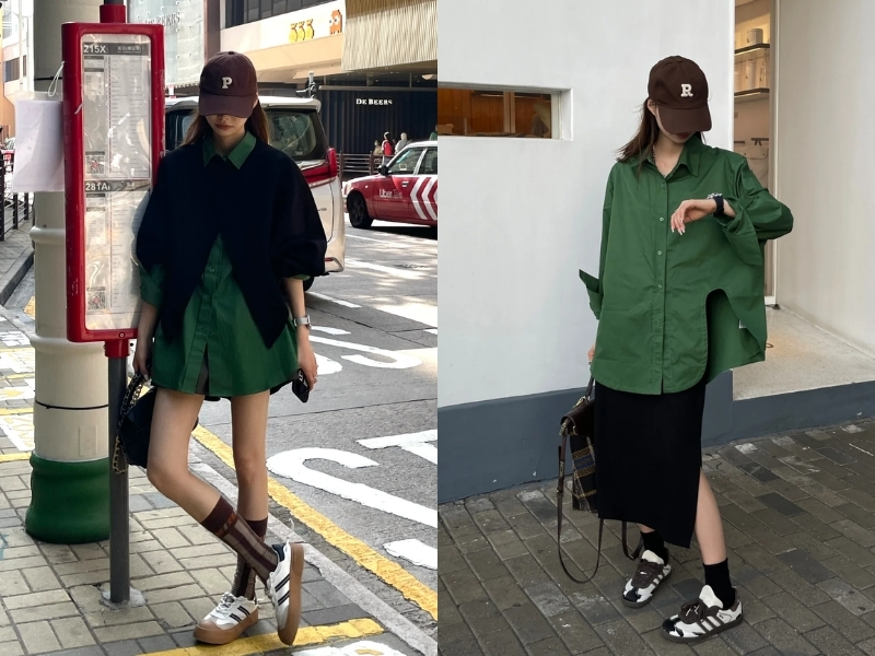 Phối đồ Xanh lá và đen