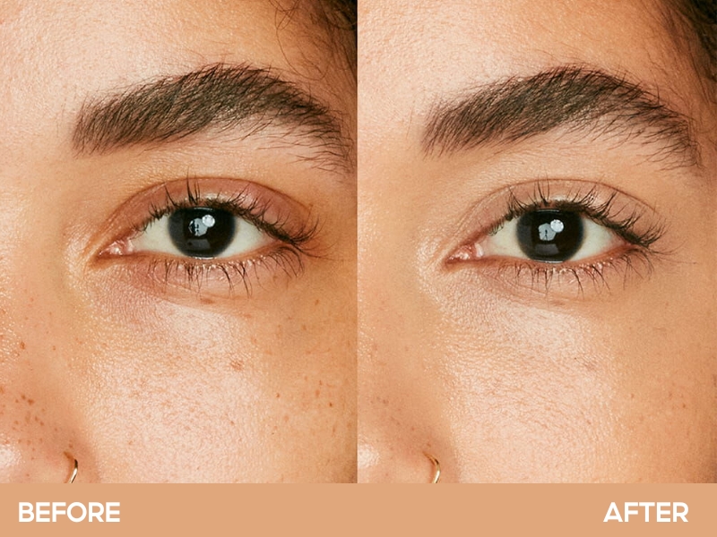 trước và sau khi sử dụng Shiseido Synchro Skin Radiant Lifting Concealer