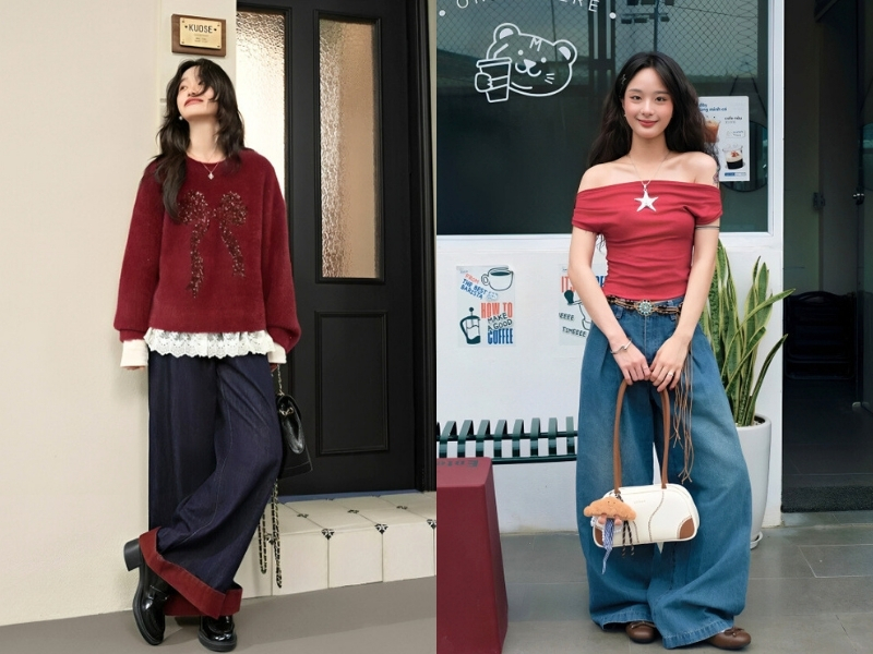 Cách phối áo đỏ năng động, trung