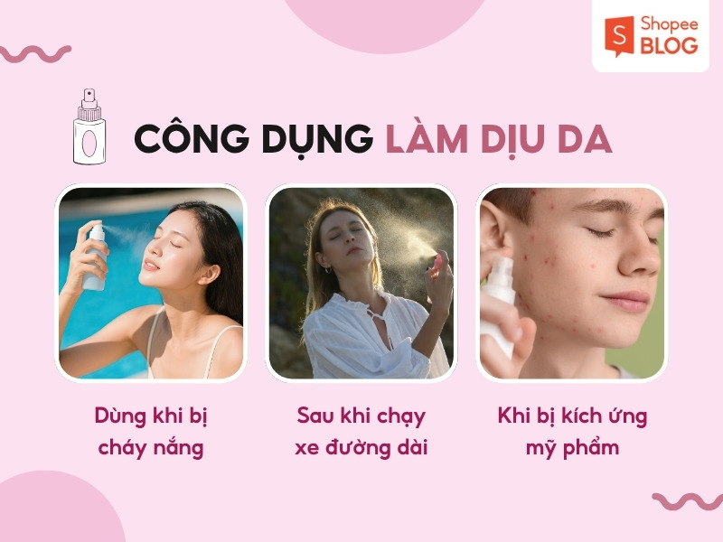 Công dụng làm dịu da của xịt khoáng