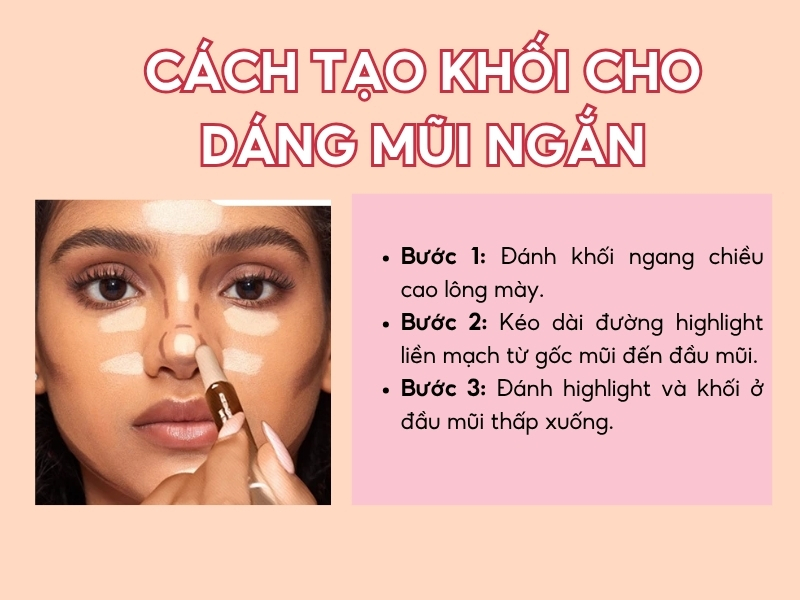 Kỹ thuật đánh khối mũi dành cho dáng mũi ngắn