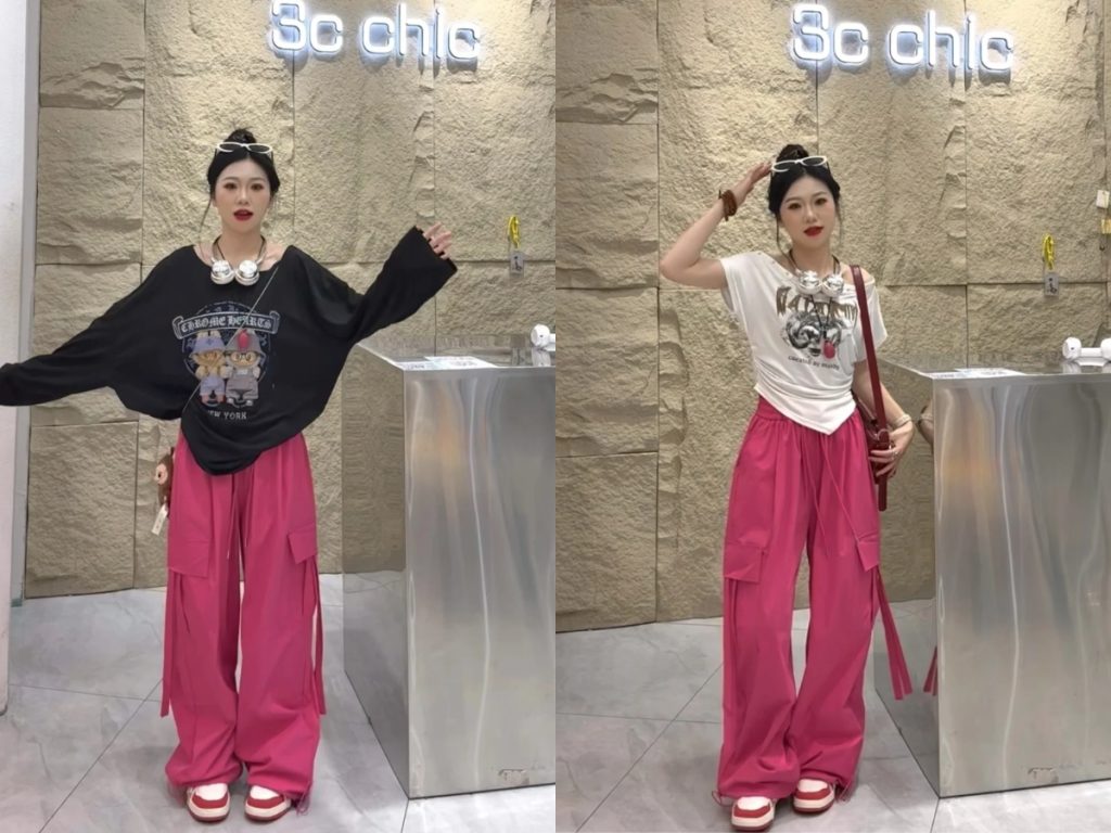 Kết hợp giữa hồng đậm và xám ghi