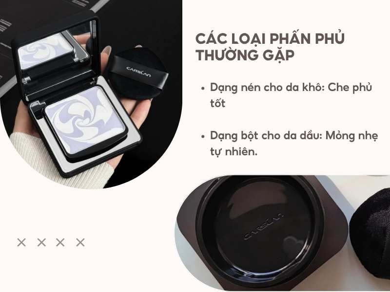 Các loại phấn phủ thường gặp.