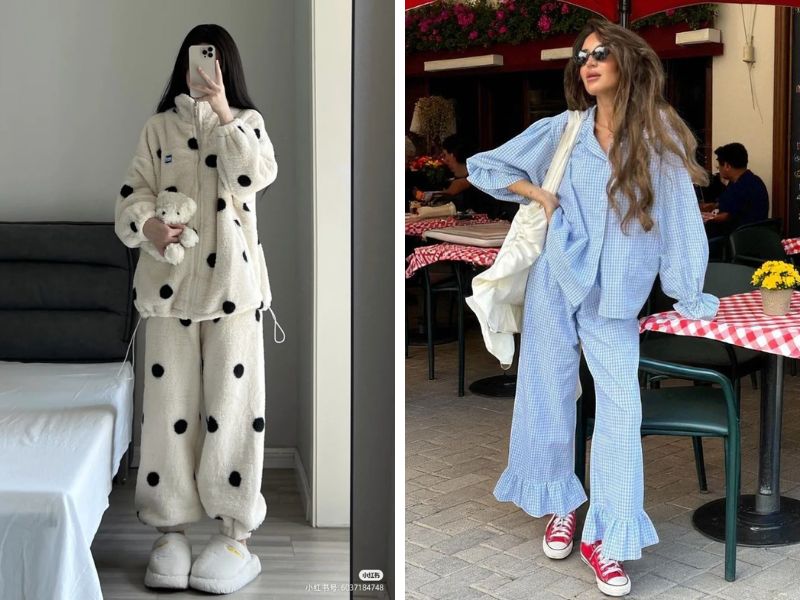 pijama ở nhà và ngoài đường