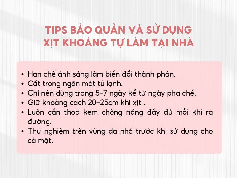 Một số tips giúp bảo quản xịt khoáng tự làm tại nhà hiệu quả