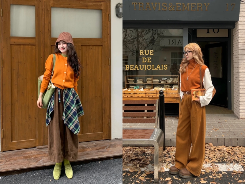 Phối đồ Sắc cam và nâu