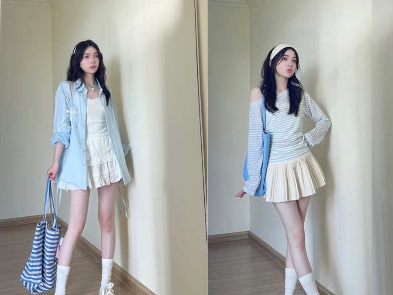 Phối đồ đơn sắc màu xanh