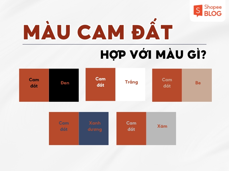 Màu cam đất phối với màu gì?