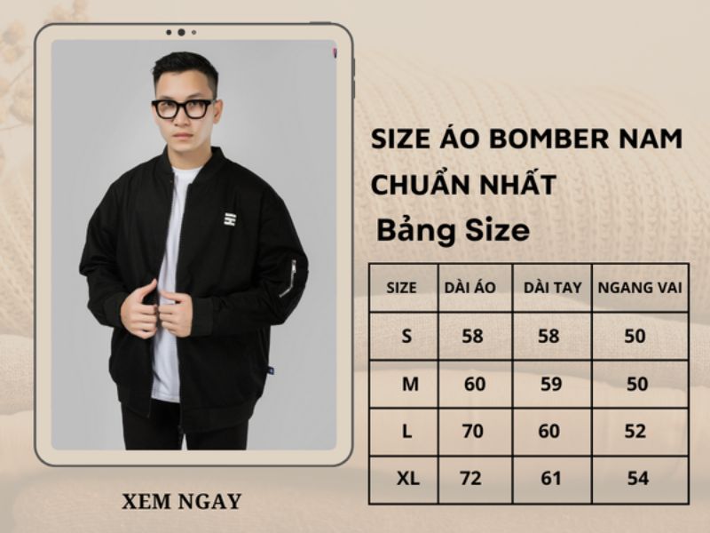size áo khoác bomber nam