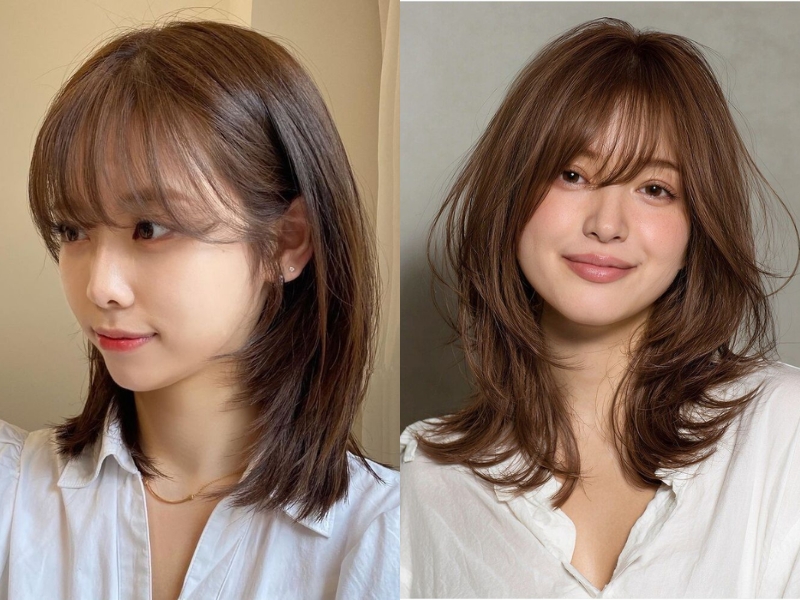 Tóc mái ngố uốn cụp 