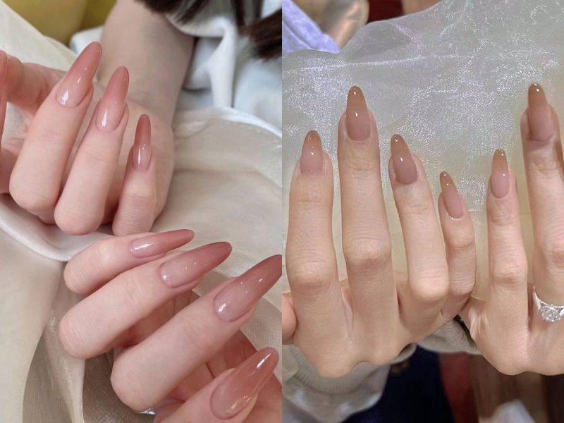nail màu nude móng dài