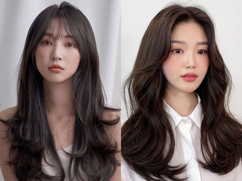 tóc xoăn dài uốn chữ c