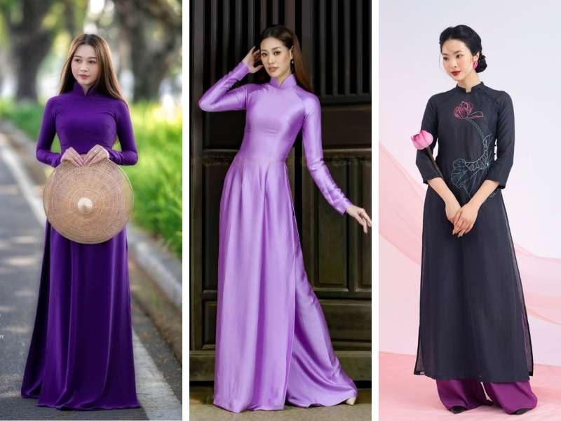 Các kiểu áo dài tím phổ biến