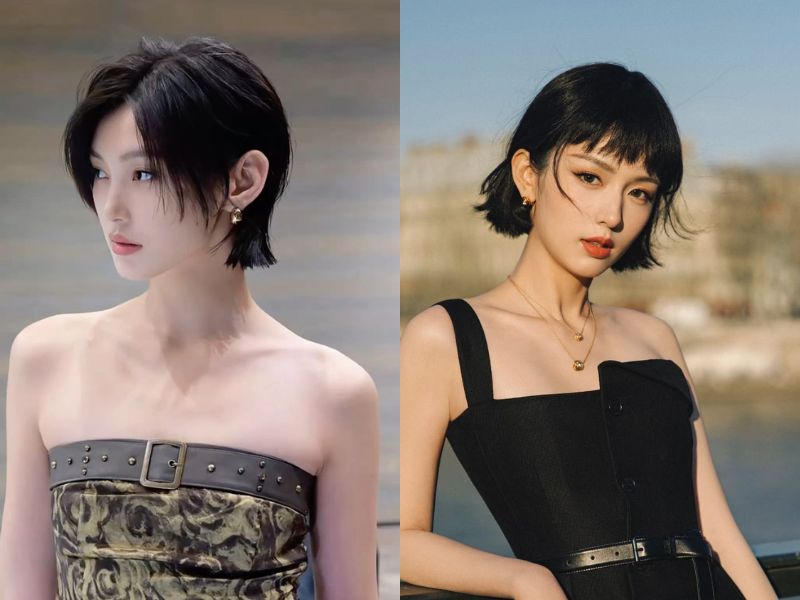 tóc pixie cho mặt tròn dự tiệc