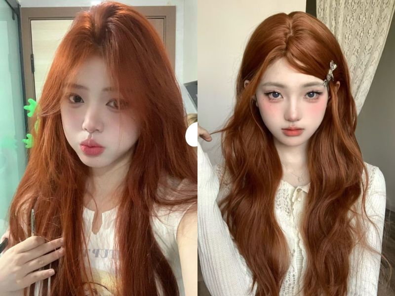 tóc nâu vàng ánh cam