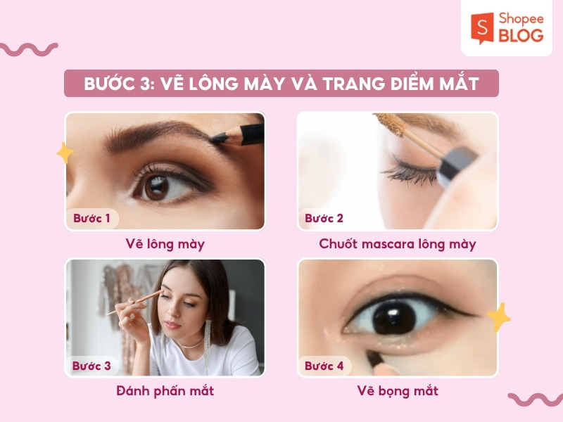 Bước vẽ lông mày và trang điểm mắt