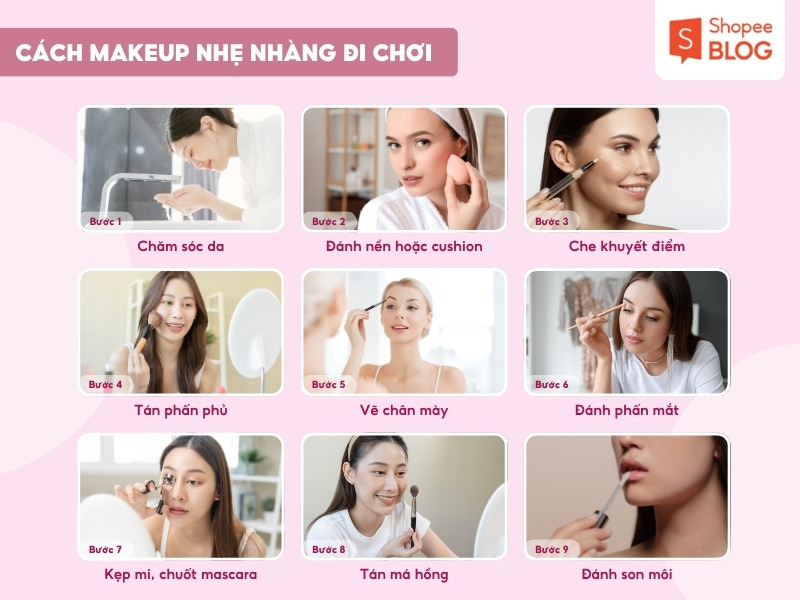 Cách makeup nhẹ nhàng đi chơi