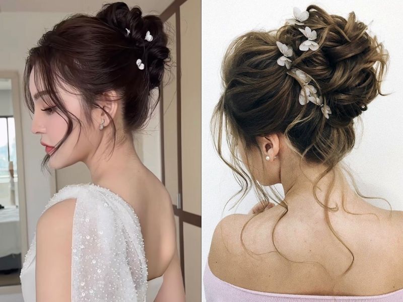 tóc cô dâu búi cao