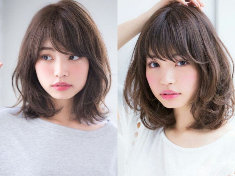 tóc ngắn ngang vai mái bằng