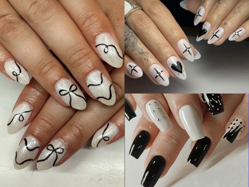 nail trắng đen
