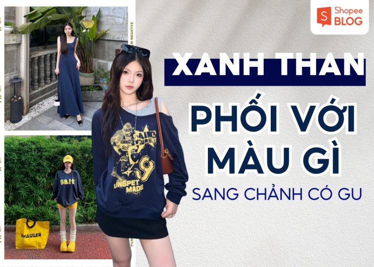 màu xanh than phối với màu gì
