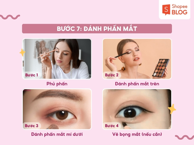 Bước đánh phấn mắt khi makeup nhẹ nhàng