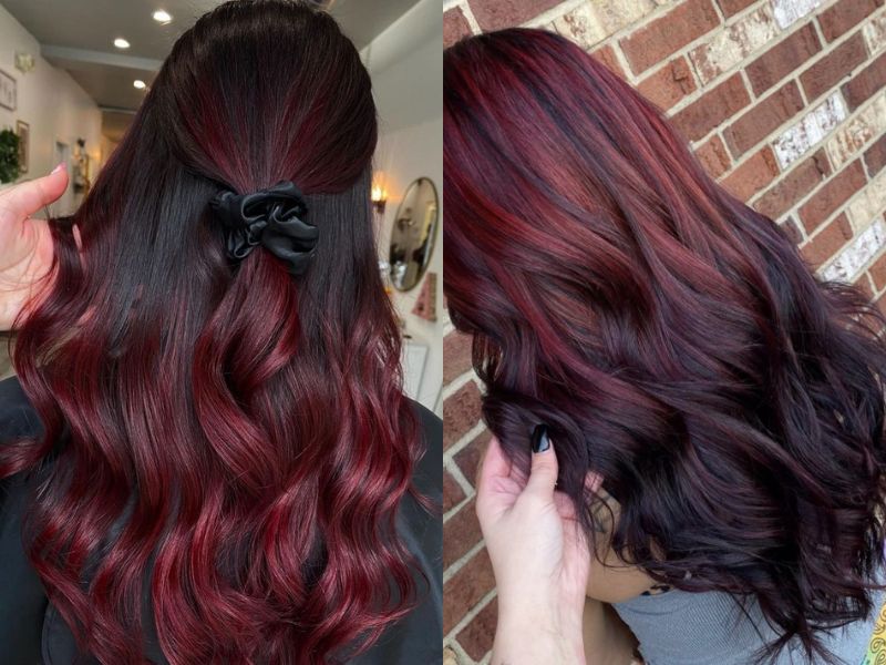 tóc nhuộm màu đỏ đen