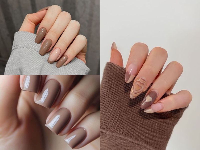 nail pastel nâu