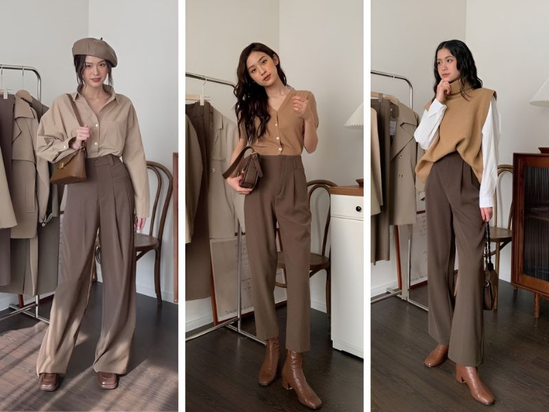 Phối màu nâu theo phong cách monochrome