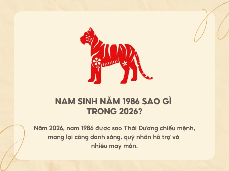Nam sinh năm 1986 sao gì trong 2026? 