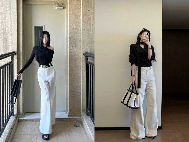 Outfit kết hợp trắng đen