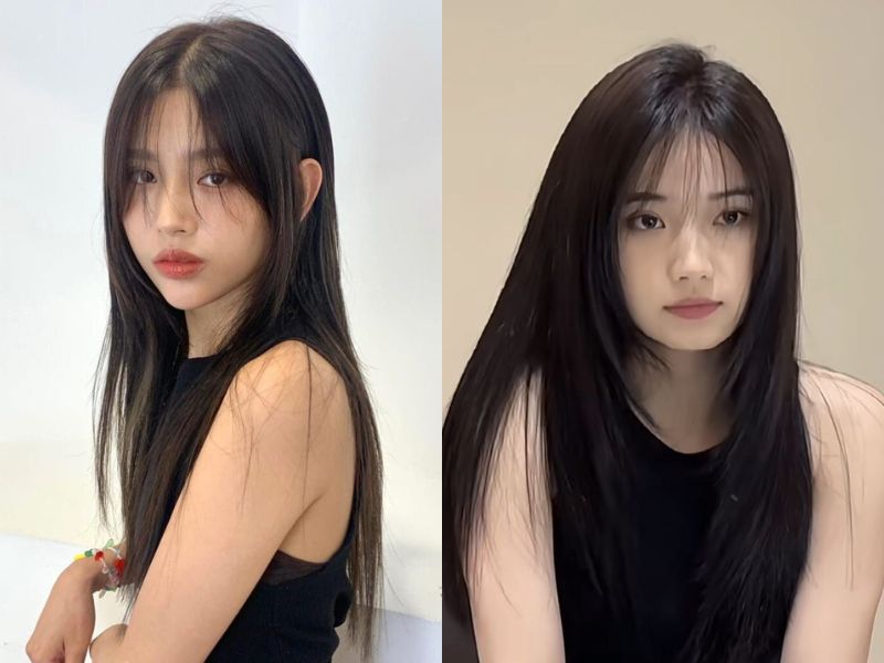 tóc đen dài duỗi thẳng