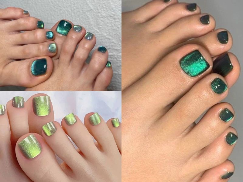 móng chân mắt mèo xanh rêu