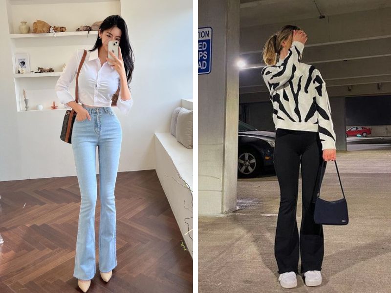 giày cao gót giày mule quần ống loe cho nữ thấp