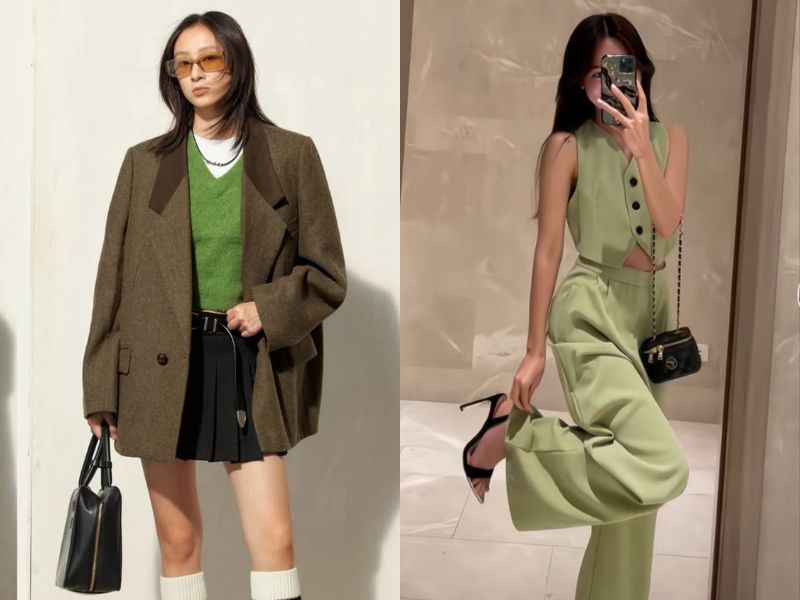 phối đồ tone olive thanh lịch