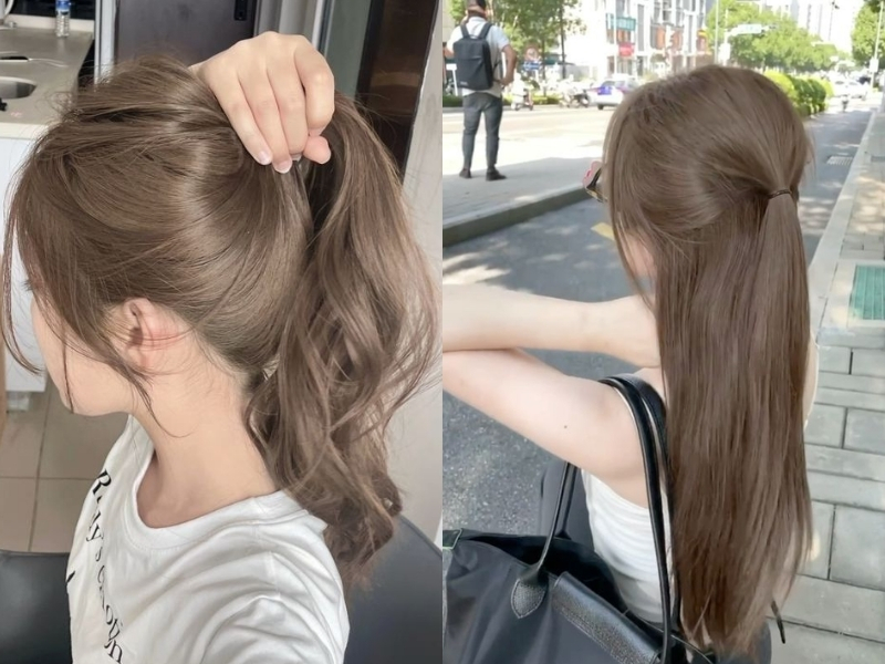 Tóc nhuộm nâu lạnh sáng