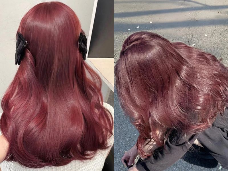 tóc nâu đỏ ánh hồng