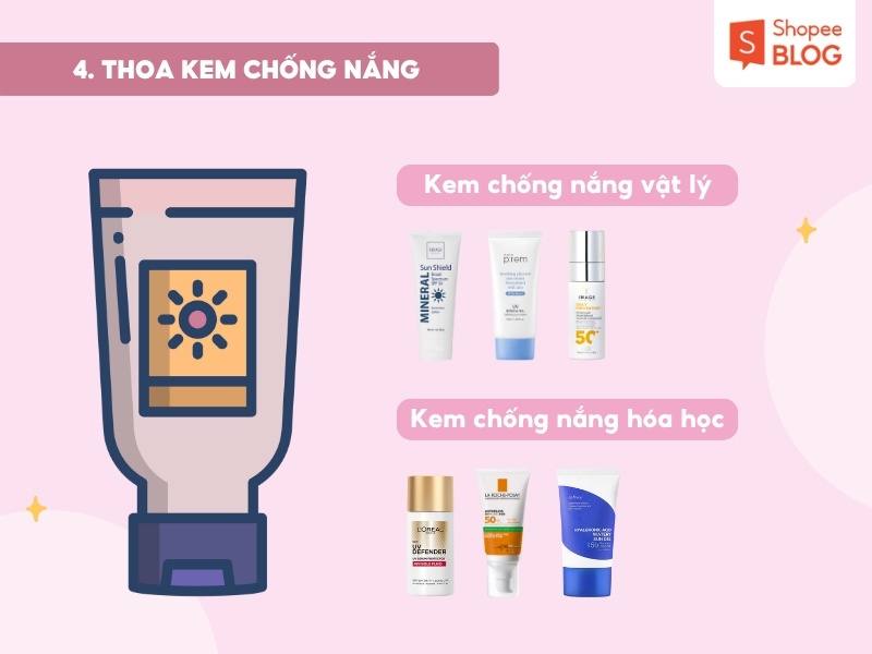 Bước thoa kem chống nắng trước khi makeup