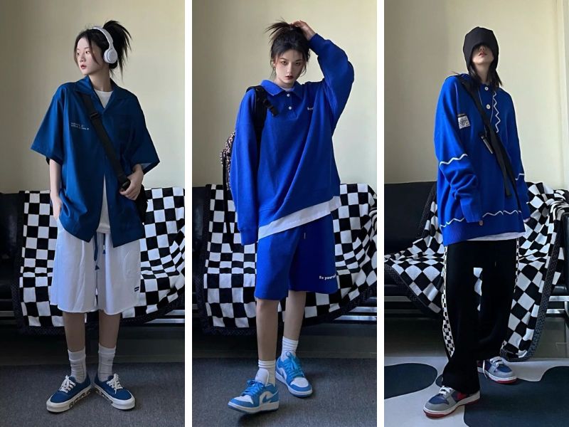 Cách phối đồ nữ màu xanh dương cho da vàng