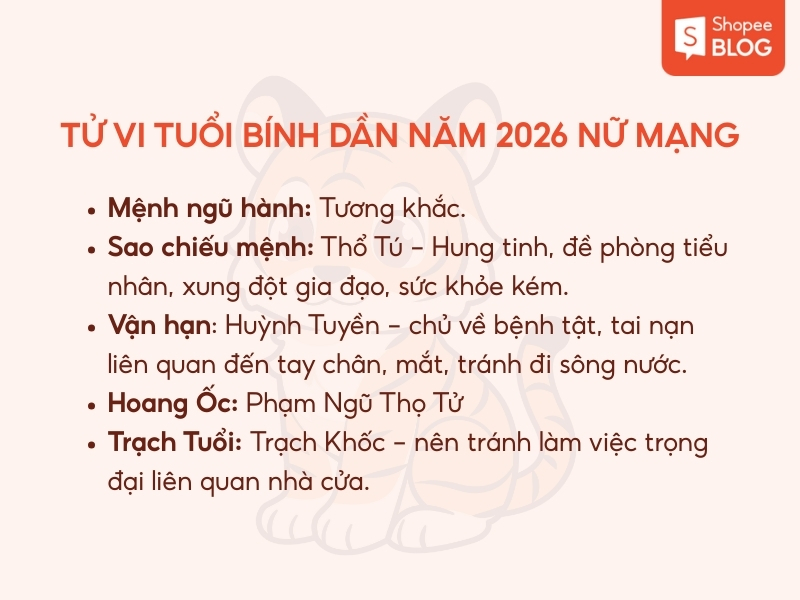 tử vi tuổi Bính Dần năm 2026 nữ mạng