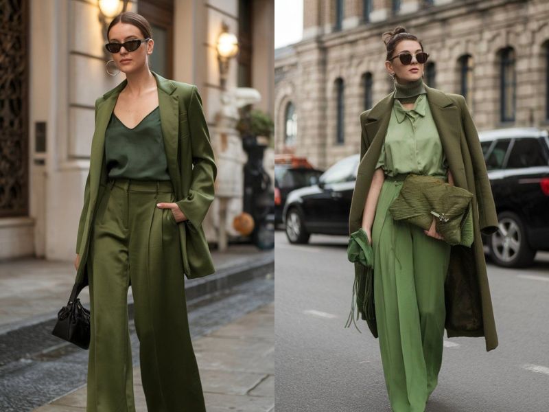 Phối đồ với áo khoác màu olive