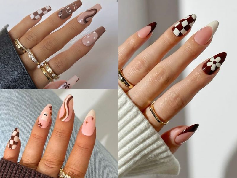 nail caro nâu móng dài