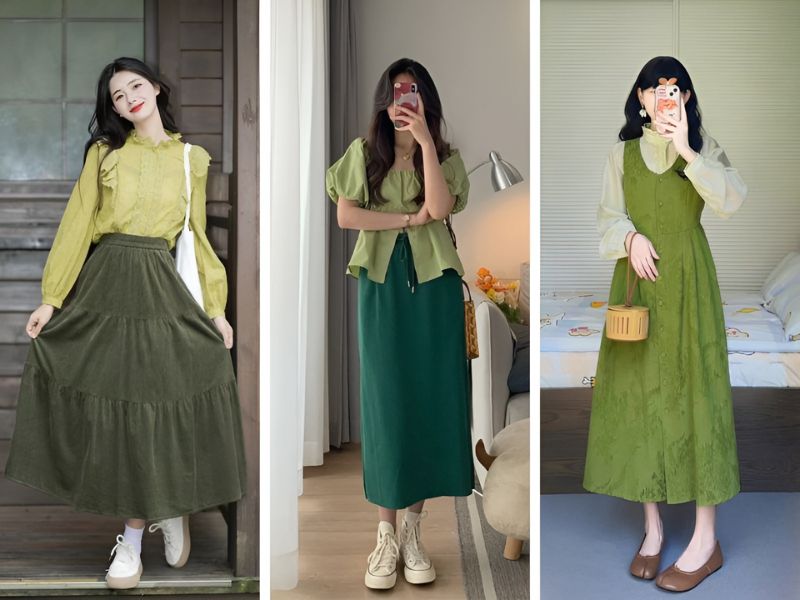 Phối xanh bơ với các tông xanh lá 